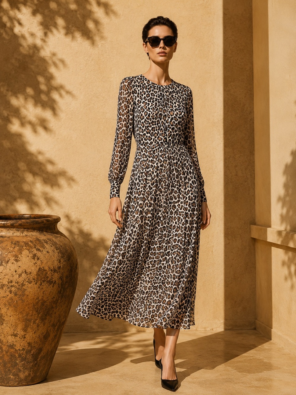 🐆 Warehouse Leopard Print Midi Dress US6